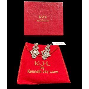 NWT K.J.L By Kenneth Jay Lane Crystal Drop Earrings With Box & Pouch